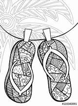 Flip Flops Coloring Beach Zentangle Drawing Pages Flop Mandala Fotolia Drawn Hand Book Books Au Getdrawings Color Vector Royalty sketch template