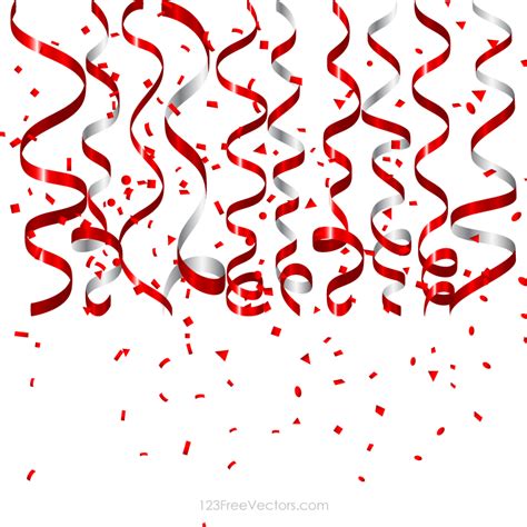 vector red confetti and party streamers birthday