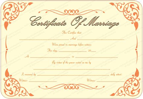 Printable Marriage Certificate Template
