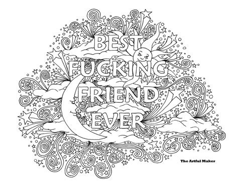 Bff Best Fucking Friend Ever Adult Coloring Page By The Etsy