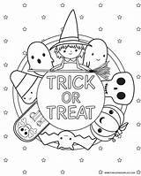 Halloween Coloring Pages Trick Treat Kids Printable Cute Printables Print Adults Sheets Fun Funlovingfamilies Pumpkin Book Adult Kleurplaten Choose Board sketch template