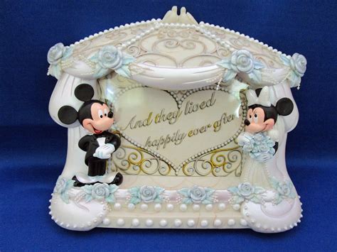 vintage rare mickey  minnie mouse wedding picture frame bride