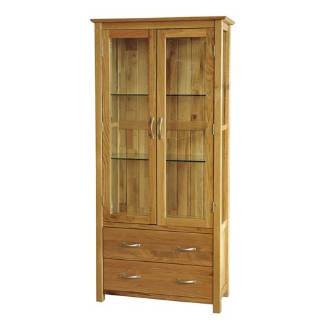 solid oak glass display cabinet sherwood oak range ebay