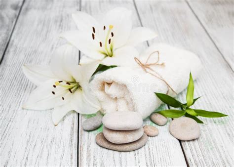 spa products  white lily stock photo image  lily bamboo
