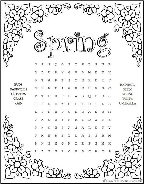 printable spring word puzzles