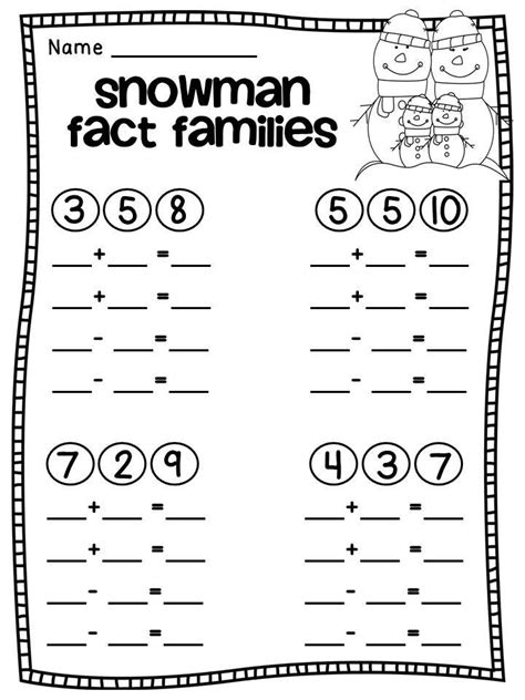 fact family worksheet  grade