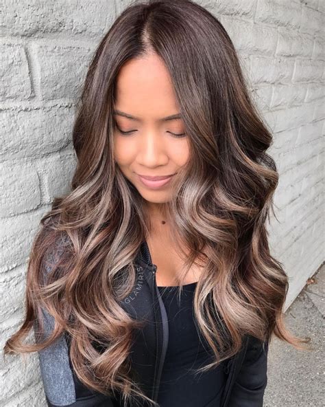 Delicate Ash Blonde Balayage For Chocolate Hair Hair Highlights