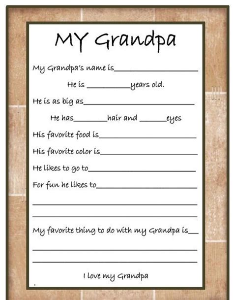 grandpa survey instant  printable etsy grandpa printable