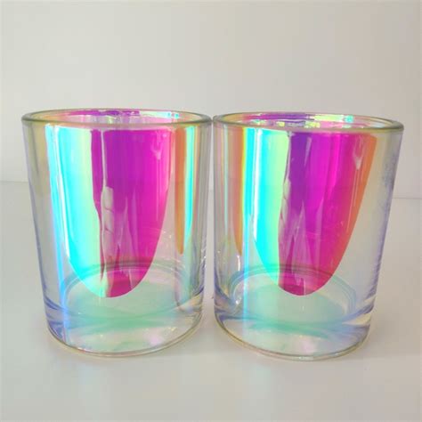 Iridescent Glass Candle Jar 12oz Wax Capacity Glass
