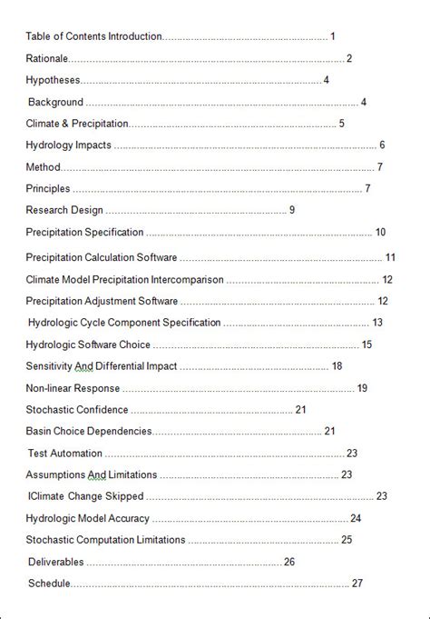 table of contents template word playbestonlinegames