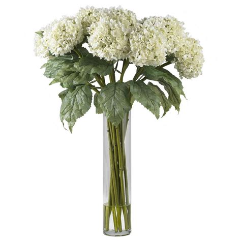 nearly natural hydrangea silk flower arrangement white