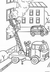 Pompier Camion Feu Fille Grimpe Sauver Echelle Prit sketch template