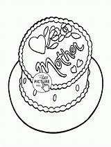 Coloring Mothers Pages Cake Mother Mom Wuppsy Kids Printable Printables Cakes Colouring Print Detailed sketch template