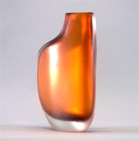 Limited Edition Amber Murano Cased Glass Vase By Arcade At
