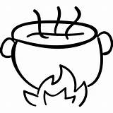 Pot Cooking Hot Fire Drawing Food Icon Halloween Getdrawings Stew Cook sketch template
