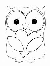 Owl Coloring Pages Printable Kids Stencil Heart Templates Visit Patterns Animal Sheets sketch template