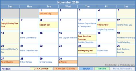 november 2016 us calendar with holidays for printing image format