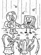 Spongebob Mewarnai Squarepants Sandy Krabs Krusty Krab Colouring sketch template