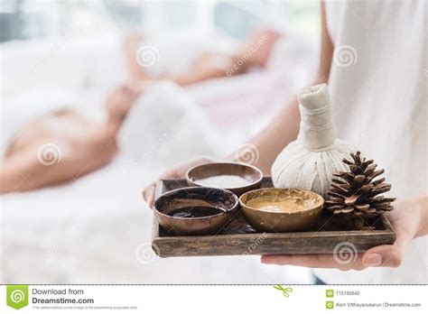 natural herbal set  beauty skin care spa  massage stock photo