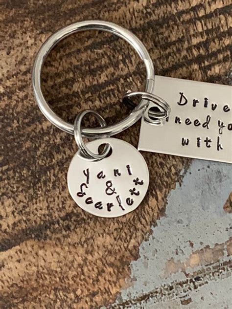 drive safe       hand stamped keychain drive etsy