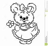 Coloring Pages Girl Flower Bear Dreamstime Stock Royalty Getcolorings sketch template