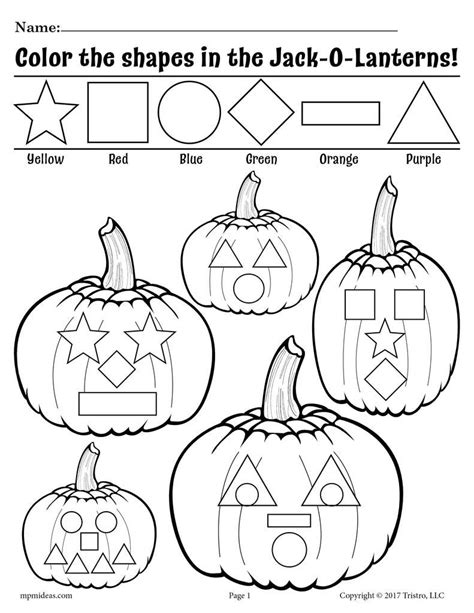 printable jack  lantern shapes coloring pages halloween