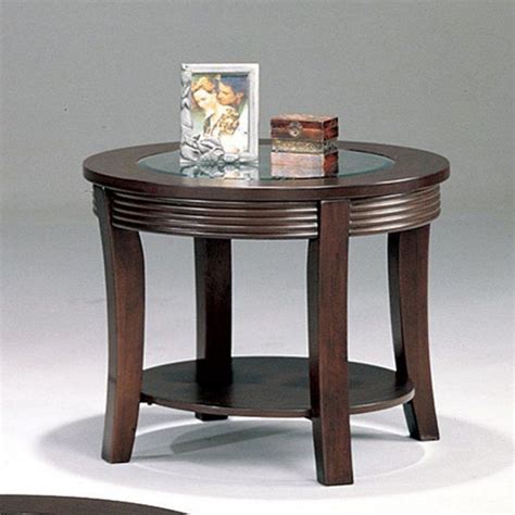 Coaster Furniture Round Glass Top End Table Cappuccino 5524