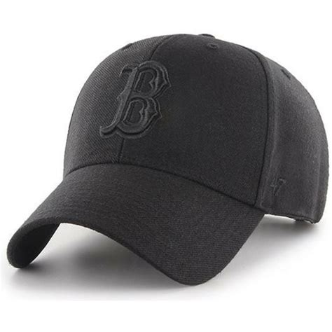 brand curved brim black logo boston red sox mlb mvp black snapback