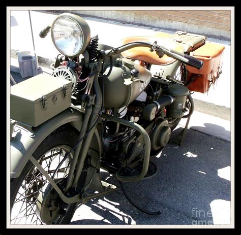 army green military motorcycle photograph by gail matthews