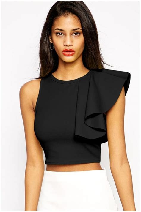 girl black midriff off the shoulder crop top online store for women