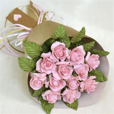 st wedding anniversary gift pink paper rose bouquet
