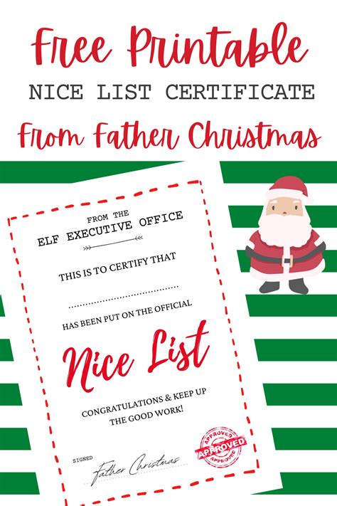 printable nice list certificate template hodgepodgedays