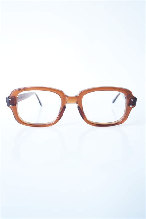 vintage mens horn rim eyeglasses guys thick brow coffee brown glasses