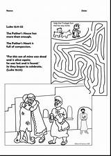 Prodigal Son Parable Jesus Activity Maze Crossword Worksheets Word Puzzle Search Coloring Kids Lost Worksheet Pages Sheets Bible Good Sons sketch template