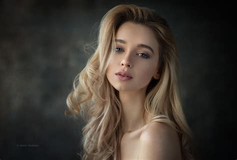 wallpaper women model blonde simple background long hair blue