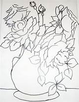 Rosas Telas Vaso Tecido Risco Riscos Pintado Passo Iniciantes Melhores sketch template