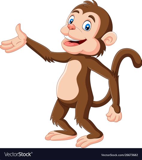 cartoon happy monkey presenting royalty  vector image