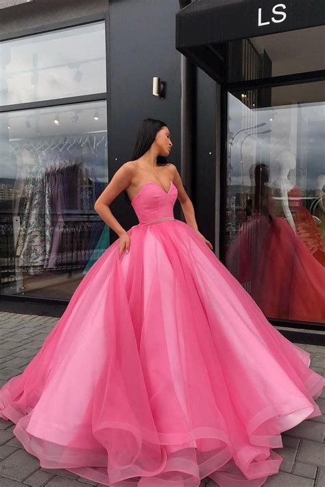 sweetheart prom ball gown dresses tulle skirt satin inside in 2020