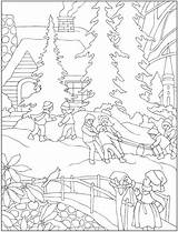 Winter Coloring Pages Scenes Scene Adult January Adults Printable Dover Landscape Book Colouring Christmas Publications Color Haven Kids Snow Creative sketch template