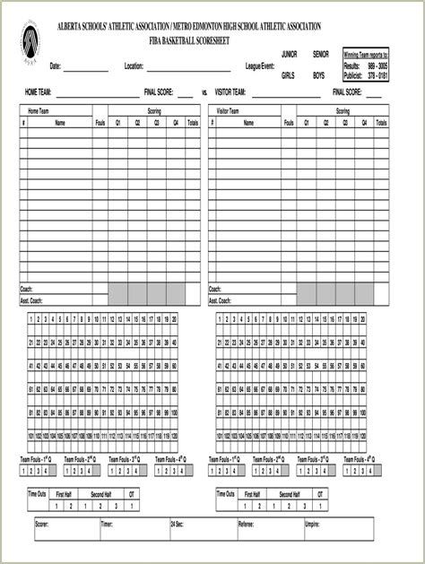 printable basketball stat sheet template resume  gallery