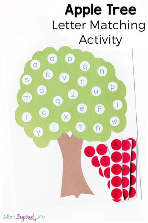 letter matching apple tree activity   printable