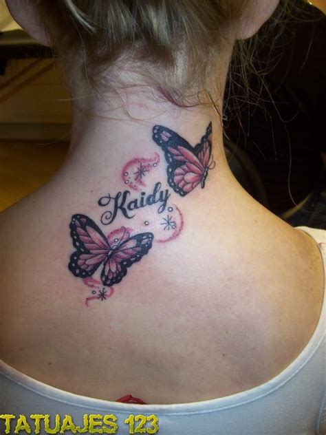Mariposas En La Nuca Con Nombre Tatuajes 123