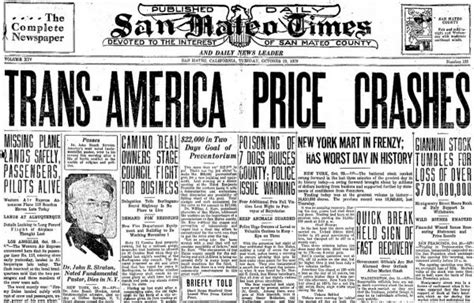 great depression newspaper headlines    stock market