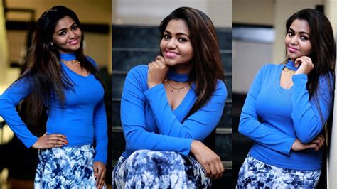 shalu shamu stunning hot and cute in blue dress for latest movie promotion youtube