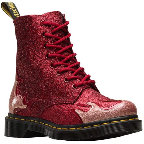 amazoncom dr martens womens  pascal flame coated glitter lace  boot black boots