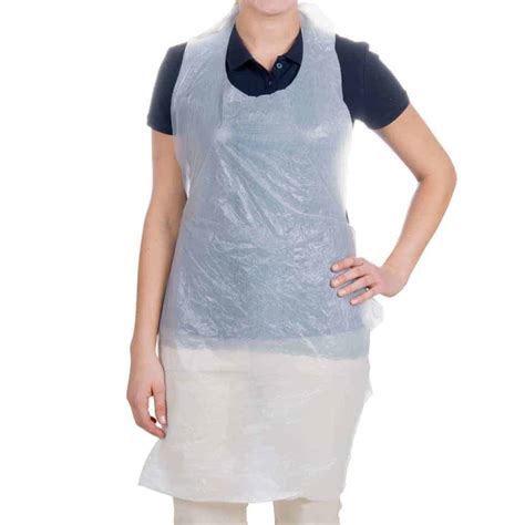 white disposable plastic aprons pack     wessex medical