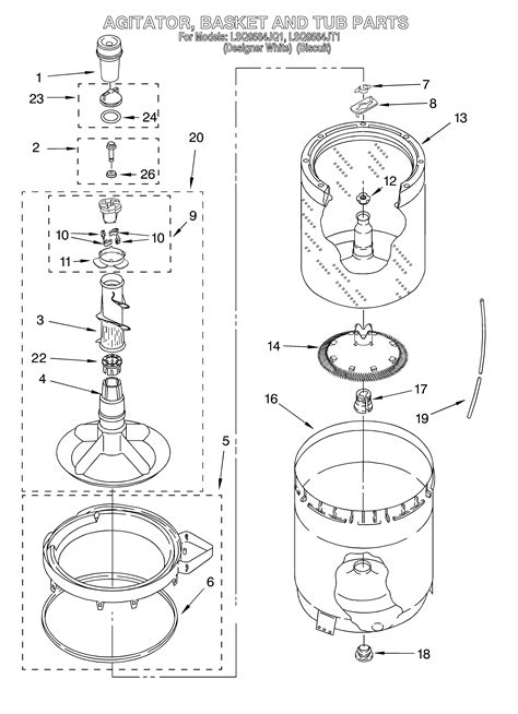 Agitator Basket And Tub Diagram And Parts List For Model