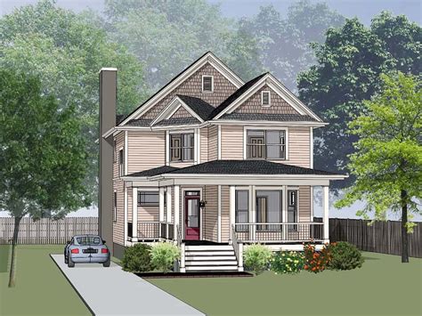 house plan  colonial cottage country narrow lot style house plan   sq ft