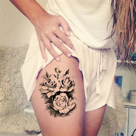 claire black rose flower temporary tattoo thigh tattoos women upper