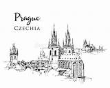 Prague Cityscape sketch template